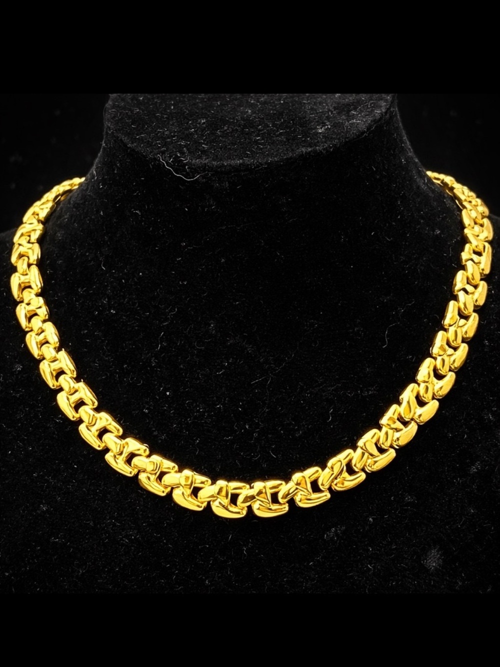 18k Gold Technibond Bold Stampato Link polished statement vintage Necklace HSN